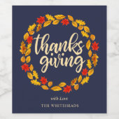 感謝祭の秋の水のカラーリーフリース ワインラベル (シングルラベル)