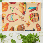 感謝祭の秋の秋ターキーパンプキンキッチン キッチンタオル (折り畳み)