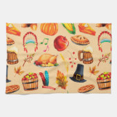 感謝祭の秋の秋ターキーパンプキンキッチン キッチンタオル (横)