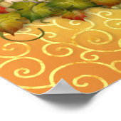 感謝祭の秋の秋メープルリーフ&ひまわり ポスター (角)