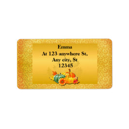 感謝祭の秋の秋メープル葉ズとカボチャ ラベル