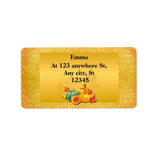 感謝祭の秋の秋メープル葉ズとカボチャ ラベル (正面)