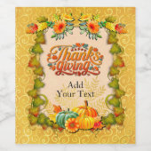 感謝祭の秋の秋メープル葉ズとカボチャ ワインラベル (シングルラベル)