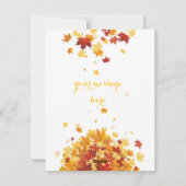 感謝祭の秋の秋葉の秋の花とカボチャ シーズンカード (裏面)