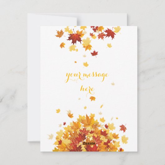 感謝祭の秋の秋葉の秋の花とカボチャ シーズンカード (裏面)