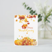 感謝祭の秋の秋葉の秋の花とカボチャ シーズンカード (スタンド正面)
