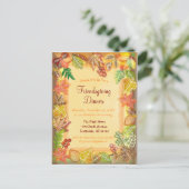 感謝祭の秋の紅葉の筆アート ポストカード (スタンド正面)