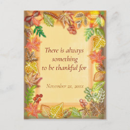 感謝祭の秋の紅葉の筆アート ポストカード