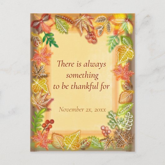 感謝祭の秋の紅葉の筆アート ポストカード (正面)