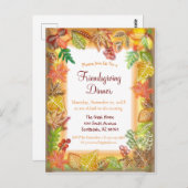 感謝祭の秋の紅葉の筆アート ポストカード (正面/裏面)