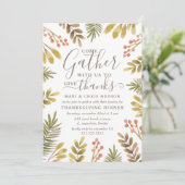感謝祭の秋の緑の水の色のリース 招待状 (スタンド正面)