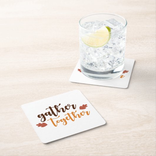 感謝祭の秋の色を集める スクエアペーパーコースター (インサイチュ)