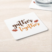 感謝祭の秋の色を集める スクエアペーパーコースター (アングル)