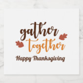 感謝祭の秋の色を集める スパークリングワインラベル (シングルラベル)