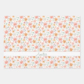 感謝祭の秋の花の黄色のパターン名 ラッピングペーパーシート (正面)