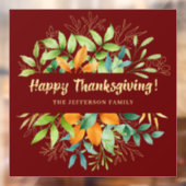 感謝祭の秋の落ち葉 水彩画 秋の紅葉 ウィンドウサイン (シート2)