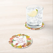 感謝祭の秋の葉のブラシ芸術 ラウンドペーパーコースター (インサイチュ)