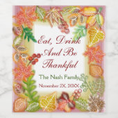 感謝祭の秋の葉のブラシ芸術 ワインラベル (シングルラベル)