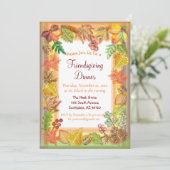 感謝祭の秋の葉のブラシ芸術 招待状 (スタンド正面)