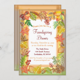 感謝祭の秋の葉のブラシ芸術 招待状