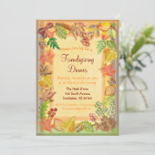 感謝祭の秋の葉を描く 招待状 (スタンド正面)