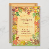 感謝祭の秋の葉を描く 招待状 (正面/裏面)