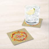 感謝祭の秋の葉色のマッチング スクエアペーパーコースター (インサイチュ)