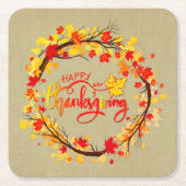 感謝祭の秋の葉色のマッチング スクエアペーパーコースター (正面)