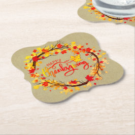 感謝祭の秋の葉色のマッチング ペーパーコースター