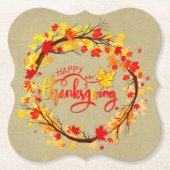 感謝祭の秋の葉色のマッチング ペーパーコースター (正面)