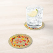 感謝祭の秋の葉色のマッチング ラウンドペーパーコースター (インサイチュ)