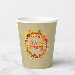 感謝祭の秋の葉色のマッチング 紙コップ
