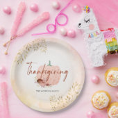 感謝祭の秋バラ金ゴールドグリッターパンプキン ペーパープレート (パーティー)