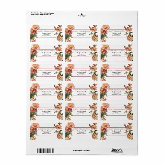 感謝祭の秋菊 ラベル (フルシート)