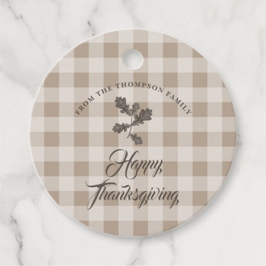 感謝祭の秋葉葉の茶色の格子縞 フェイバータグ (正面)