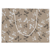 感謝祭の秋葉葉の茶色の格子縞 ラージペーパーバッグ (裏面)