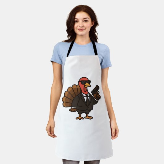 感謝祭の秘密エージェントクラシックトルコTシャツ エプロン (着用した状態)