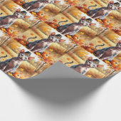 感謝祭の紅葉でスフィンクス猫 ラッピングペーパー (角)