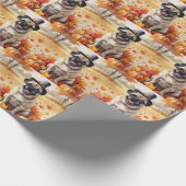 感謝祭の紅葉でパグ ラッピングペーパー (角)