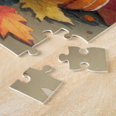 感謝祭の紅葉で育つタキシード猫 ジグソーパズル (側面)