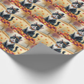 感謝祭の紅葉で育つタキシード猫 ラッピングペーパー (角)
