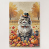 感謝祭の紅葉のペルシャ猫 ジグソーパズル (縦)