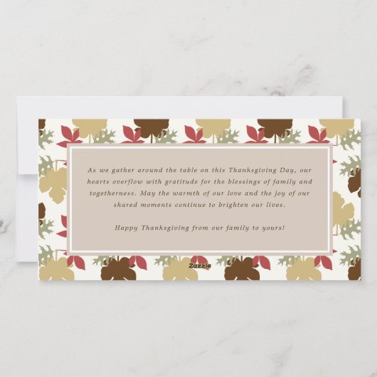 感謝祭の紅葉シンプルスクリプトの写真 シーズンカード (裏面)