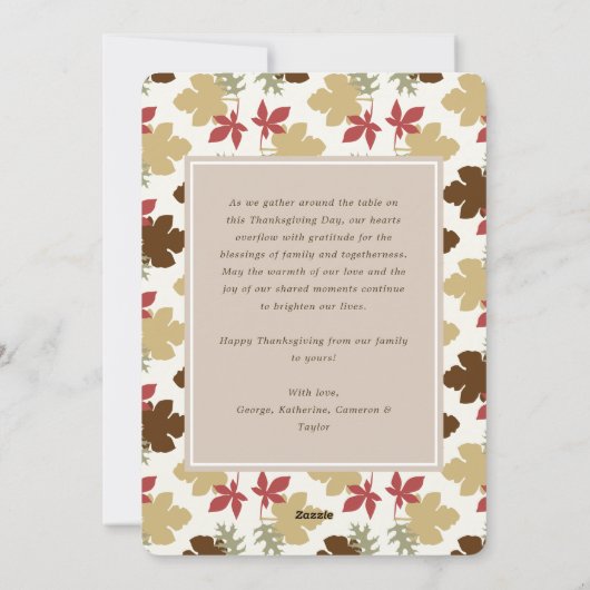 感謝祭の紅葉シンプルスクリプトの写真 シーズンカード (裏面)