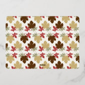 感謝祭の紅葉ブラシ付きスクリプトフォト 箔シーズンカード (裏面)