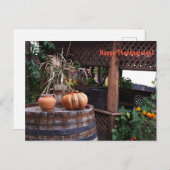 感謝祭の素朴なパンプピンクホリデーハガキ シーズンポストカード (正面/裏面)