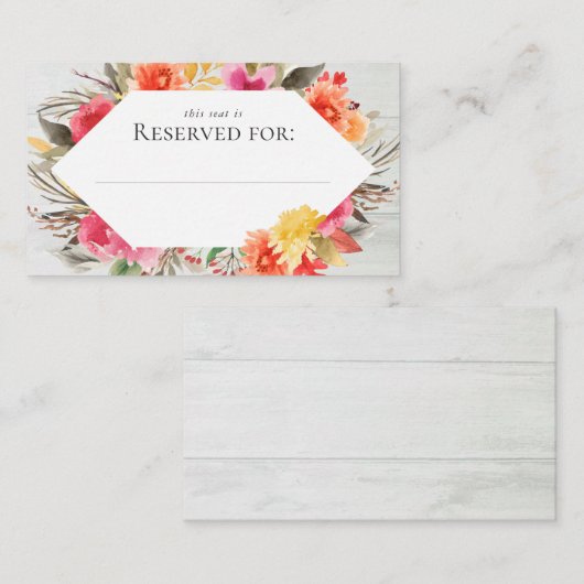 感謝祭の素朴な水彩画の花花束 プレイスカード (正面/裏面)