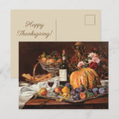 感謝祭の絵はがき 果物とワイン ポストカード (正面/裏面)