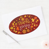 感謝祭の緑 楕円形シール (封筒)