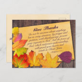 感謝祭の聖書の一節：フィリピ書4:6-7 秋 ポストカード (正面/裏面)